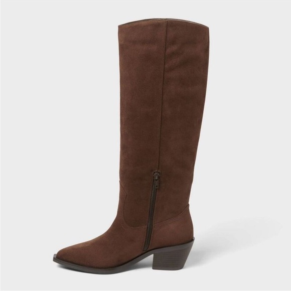 Western Suede Fringe Knee-High Boots - Picture 2 of 3